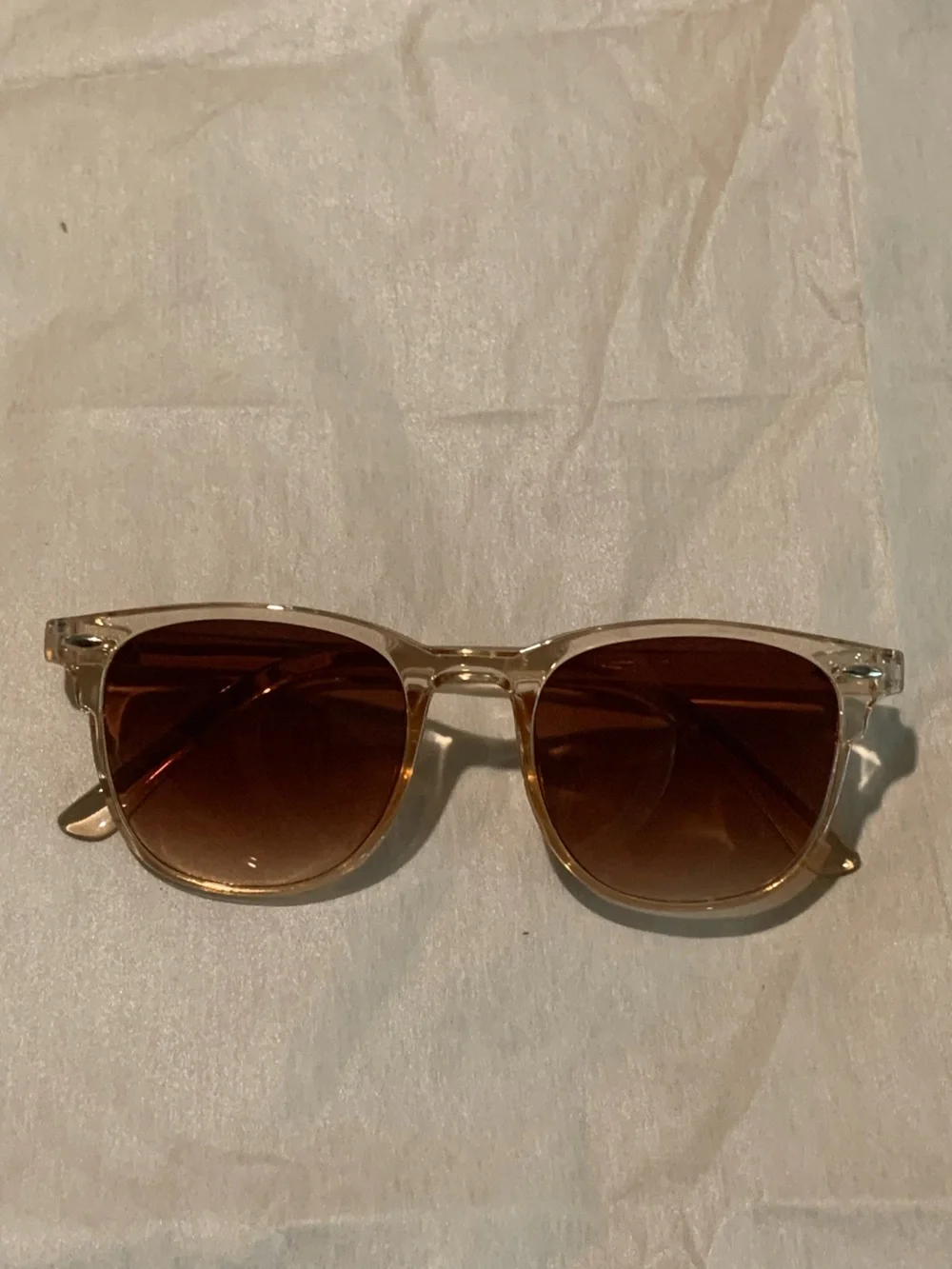 Transparent Frame Sunglasses with Brown Gradient Lenses